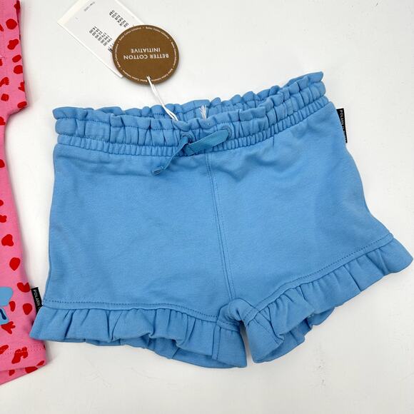 Polarn O. Pyret Pink & Blue Tee Shorts Outfit Set // 1 - 1.5 Years - Picture 3 of 7